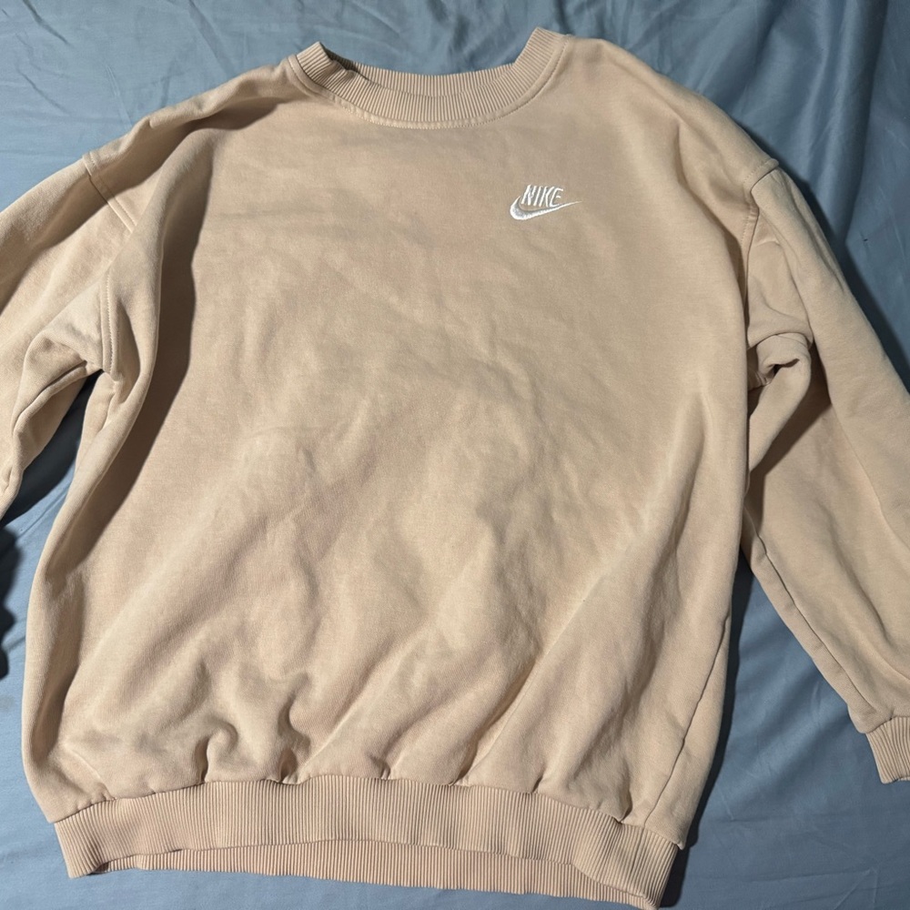 Nike Kid’s Crewneck in Tan with White Logo
